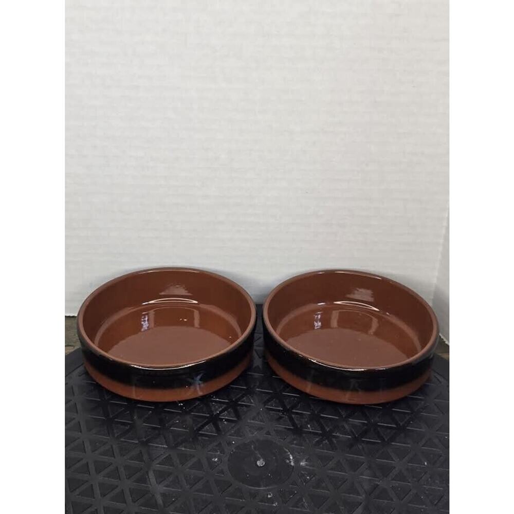 Set of 2 Baking Dessert Dish Bowl ~CERMER~ Ramekins Terra cotta Pottery No Chips